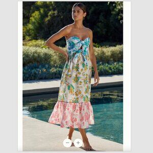 FARM Rio Strapless Tropical Print Dress
